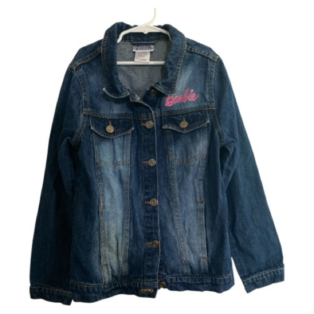 Barbie Kids Denim Jacket with Pink Embroidery Size 10/12